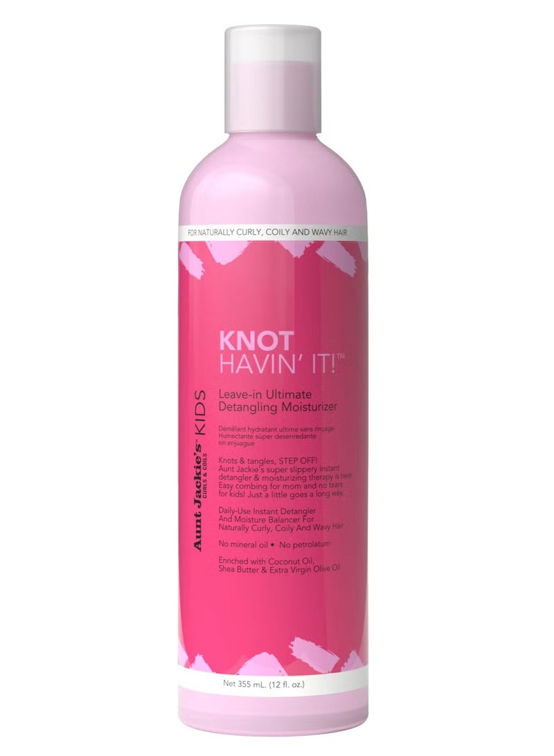 Aunt Jackie's Kids Knot Havin’ It Leave-In Detangler & Moisturiser 355ml | For Naturally Curly Coily Wavy Hair | No Mineral Oil No Petrolatum - Image 1